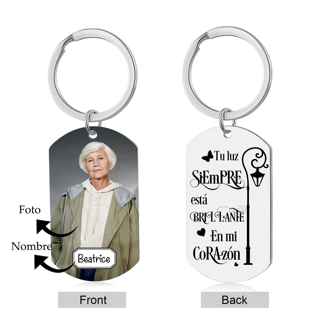 Llavero conmemorativo a un ser querido personalizado con foto y nombre-Jessemade ES