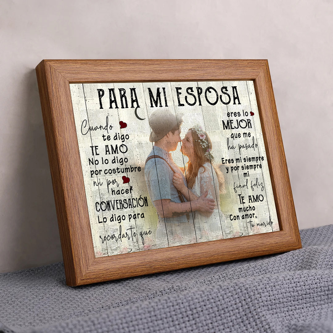Para mi esposa-Marco de madera de 1 foto personalizada-Jessemade ES