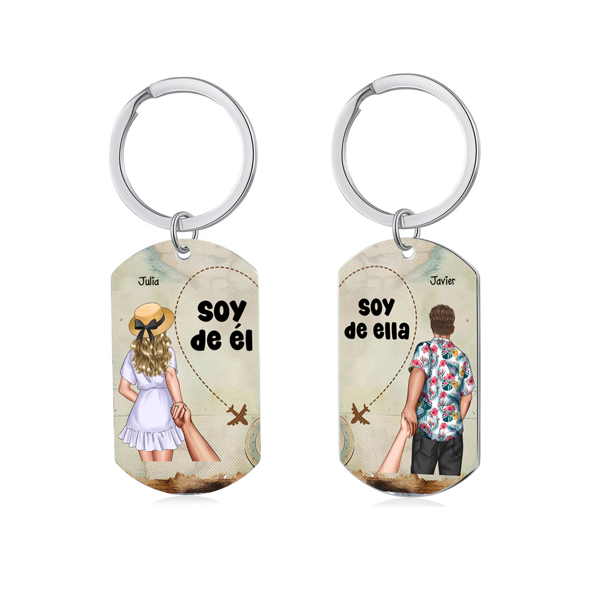 Unidad de llaveros para pareja personalizados con 2 nombres y figuras | Jessemade