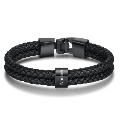A MI PAPÁ-Pulsera de cuero trenzado 1-7 aros con 1-7 nombres personalizados pulsera de hombre 