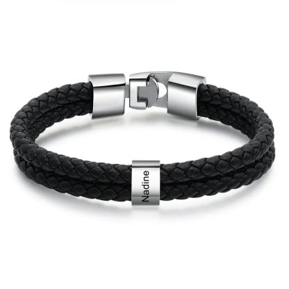A MI PAPÁ-Pulsera de cuero trenzado 1-7 aros con 1-7 nombres personalizados pulsera de hombre