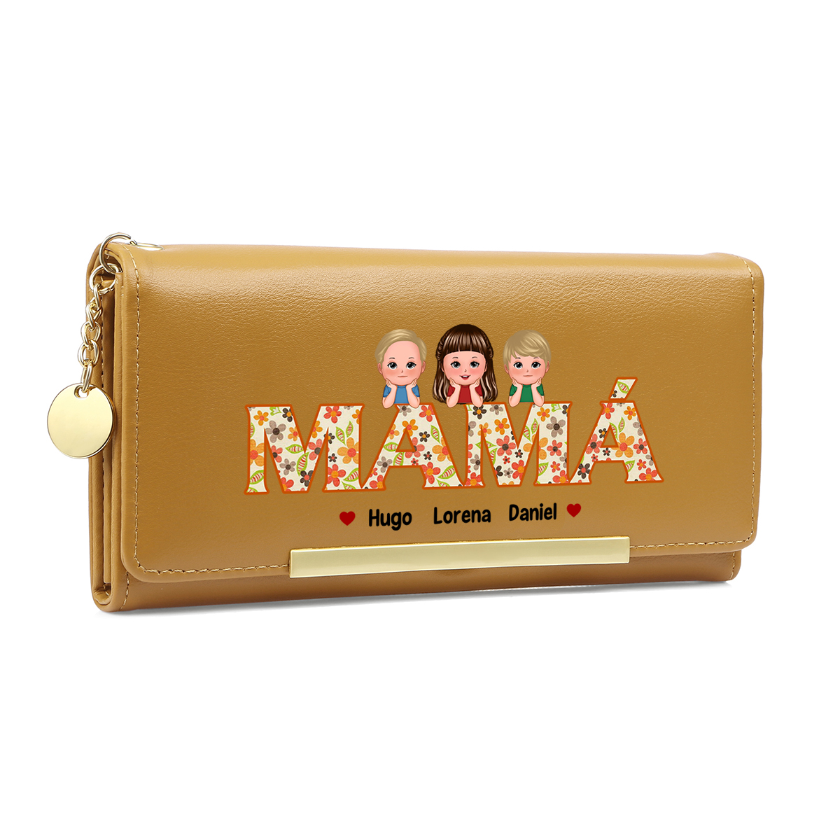 Cartera tipo llibro "MAMÁ" con 1-6 nombres y apariencias personalizados monedero clásico para mujer | Jessemade