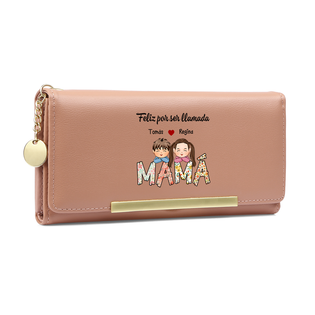 Cartera tipo llibro "Feliz por ser llamada abuela/mamá" con 1-8 nombres y apariencias personalizados monedero clásico para mujer | Jessemade