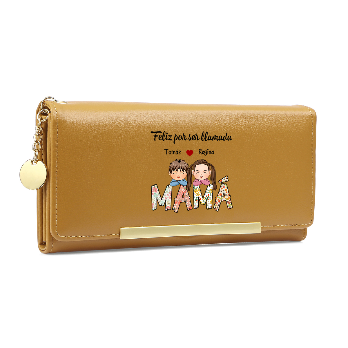 Cartera tipo llibro "Feliz por ser llamada abuela/mamá" con 1-8 nombres y apariencias personalizados monedero clásico para mujer | Jessemade