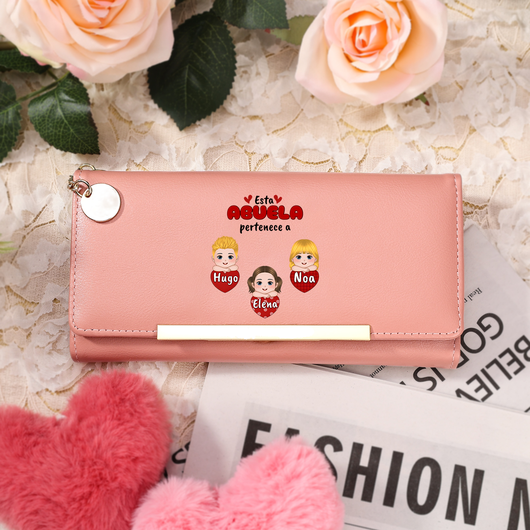 Cartera tipo llibro "Esta abuela/mamá pertenece a" con 1-10 nombres y apariencias personalizados monedero clásico para mujer | Jessemade
