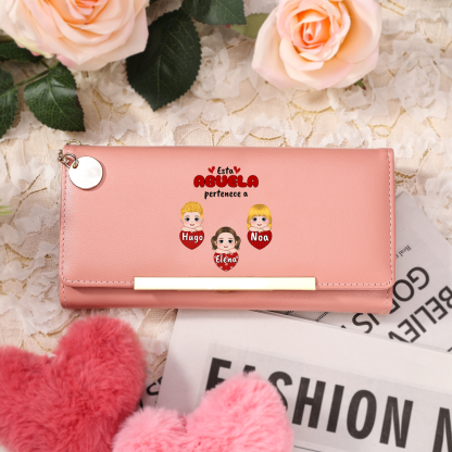 Cartera tipo llibro "Esta abuela/mamá pertenece a" con 1-10 nombres y apariencias personalizados monedero clásico para mujer | Jessemade
