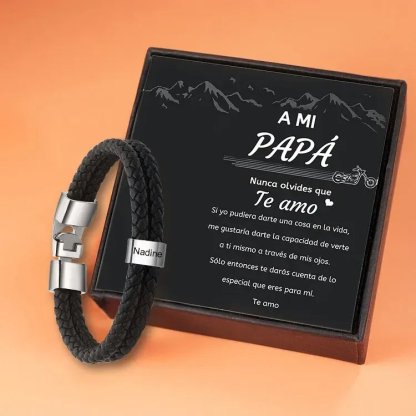 A MI PAPÁ-Pulsera de cuero trenzado 1-7 aros con 1-7 nombres personalizados pulsera de hombre 
