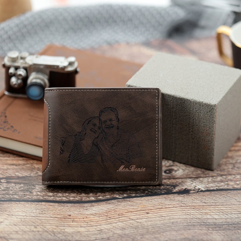 Cartera, billetera multifuncional personalizada con 1 foto y 1 texto en la trasera monedero para hombre | Jessemade