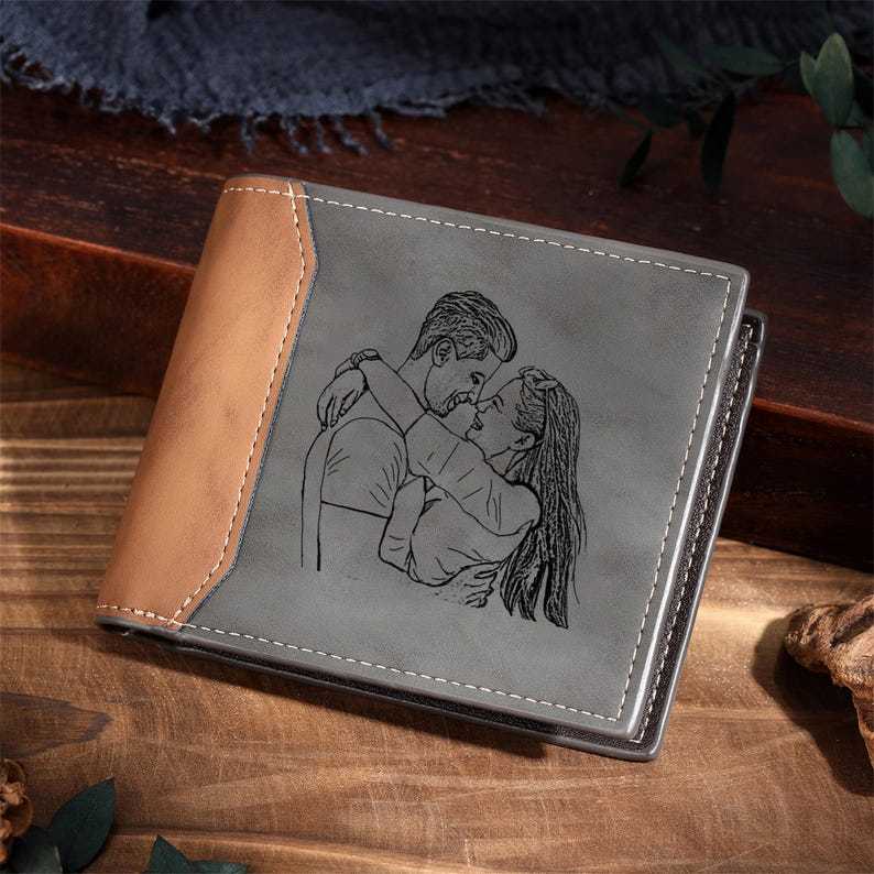 Cartera, billetera personalizada con 1 foto, 1 nombre y 1 letra monedero para hombre | Jessemade
