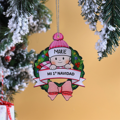 Navidad-Ornamento de acrílico para niño 1 nombre y texto personalizado