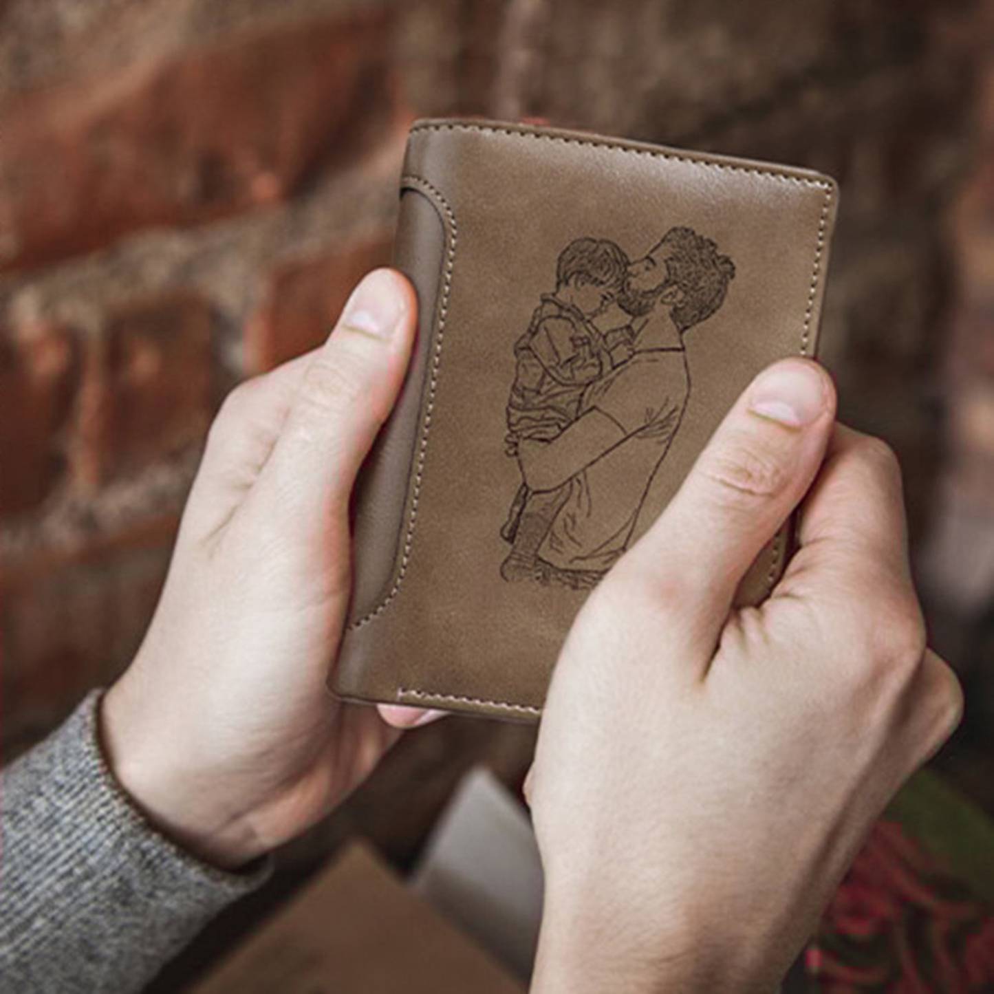 Cartera con foto, 1 nombre y 1 letra personalizados, monedero clásico para hombre | Jessemade