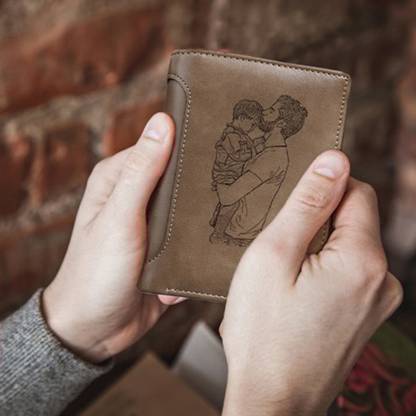 Cartera con foto, 1 nombre y 1 letra personalizados, monedero clásico para hombre | Jessemade