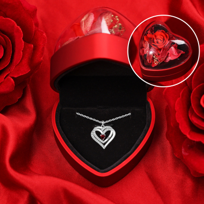 Collar de corazones entrelazados con 1 piedra de nacimiento y 1 nombre collar personalizado para mujer | Jessemade