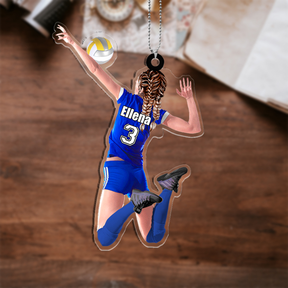 Llavero de acrílico chico/chica con voleibol nombre, número y personaje personalizados