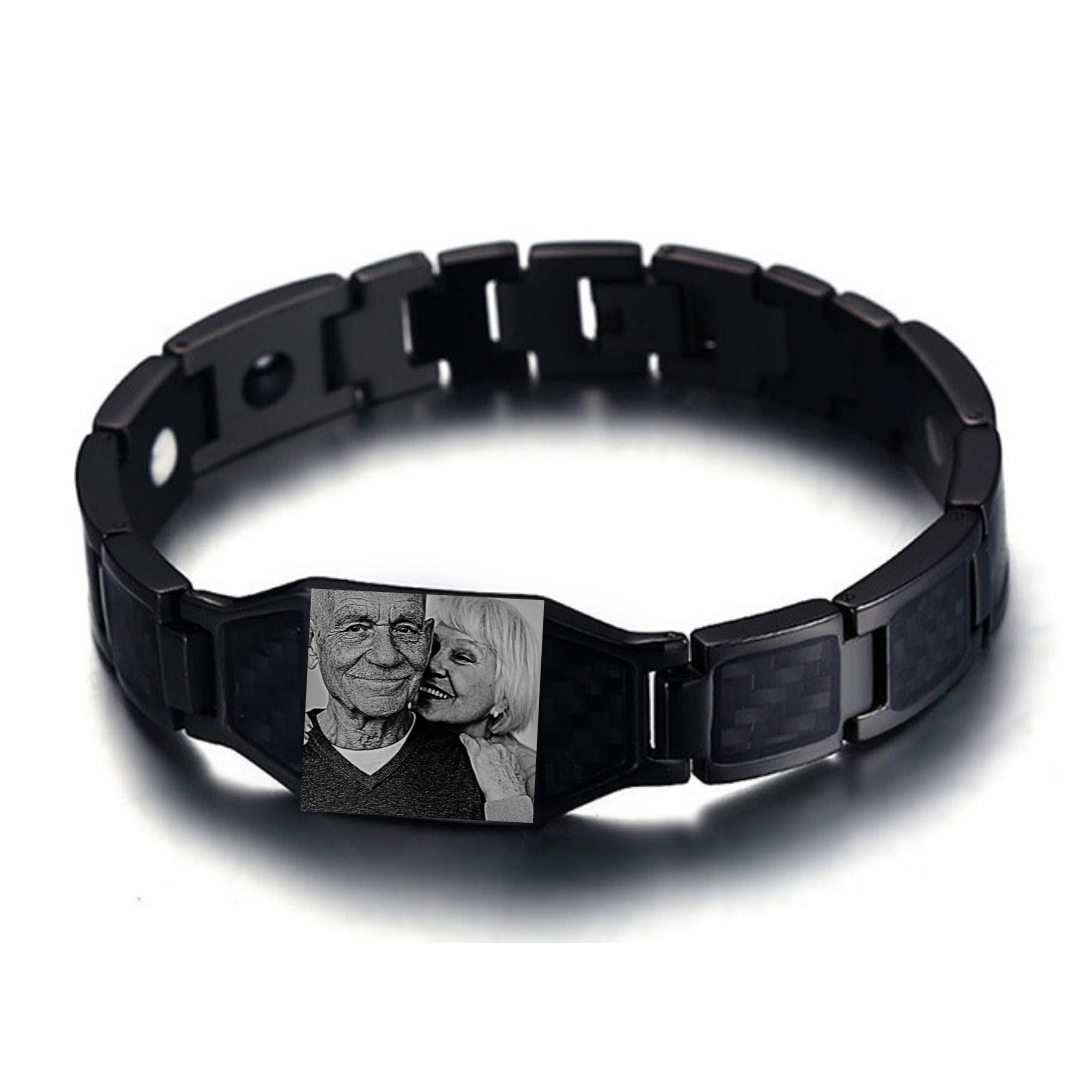 Pulsera magnética para hombre con 1 foto personalizada