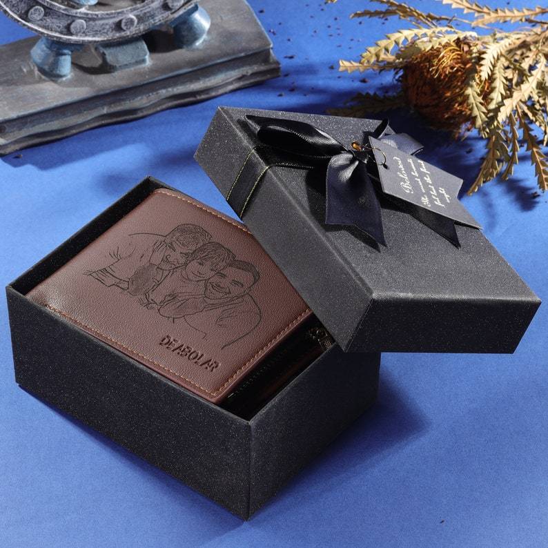 Cartera, billetera multifuncional personalizada con 1 foto, 1 nombre y 1 letra monedero para hombre | Jessemade