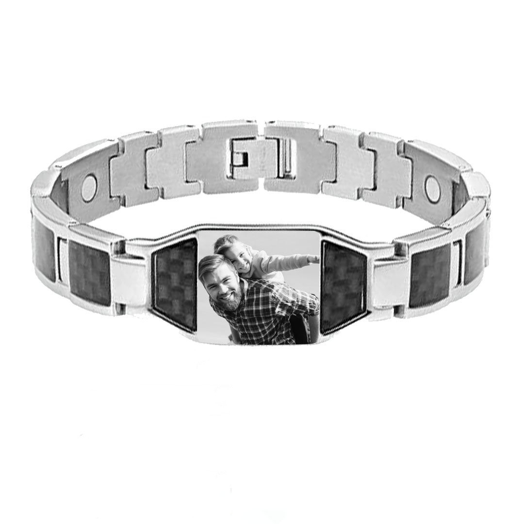 Pulsera magnética para hombre con 1 foto personalizada