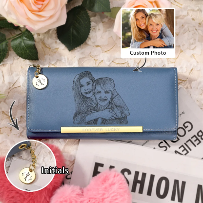 Cartera, billetera con 1 letra y foto personalizados monedero clásico para mujer | Jessemade