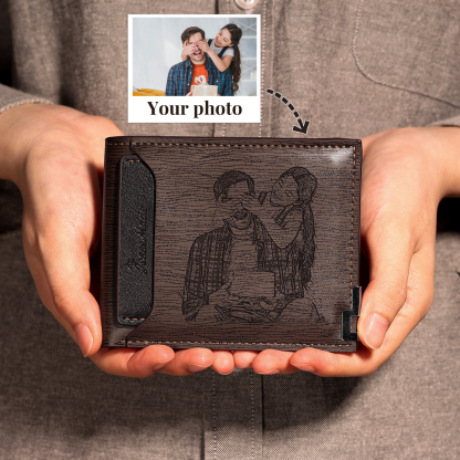 Pareja-Cartera, billetera con 1 foto y 3 textos personalizados, monedero clásico para hombre | Jessemade