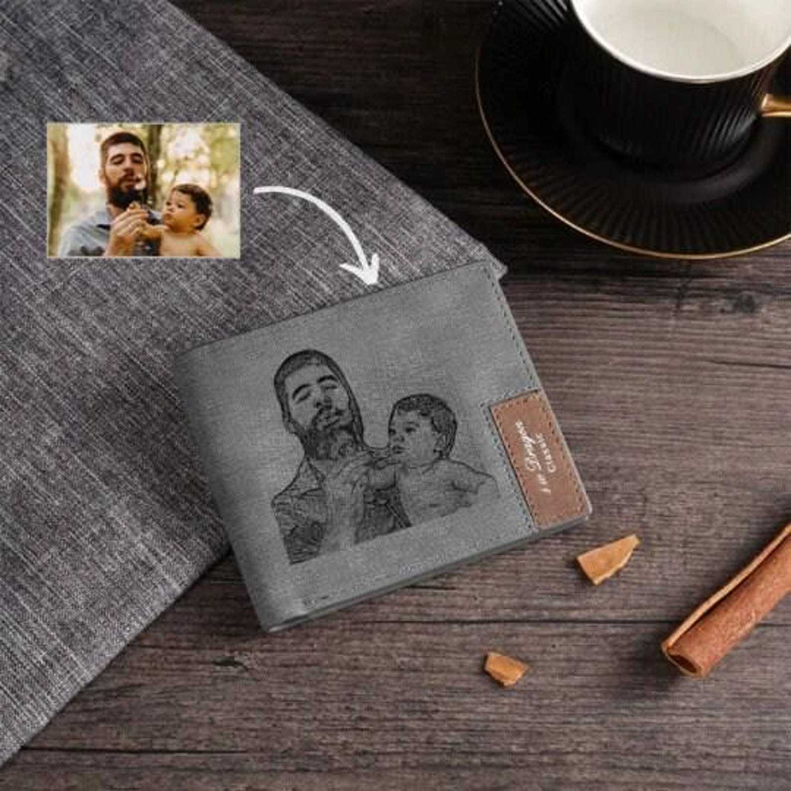 Cartera, billetera personalizada con 1 foto, 1 nombre y 1 letra monedero para hombre | Jessemade