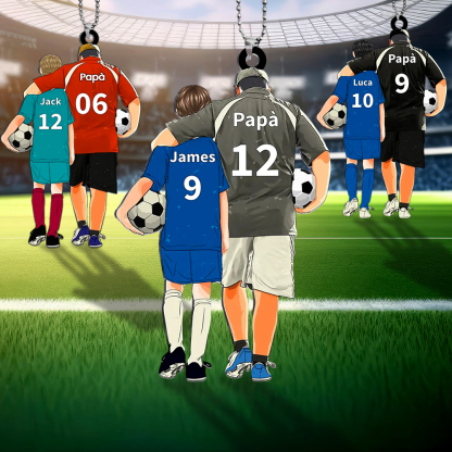 Llavero de acrílico fútbol papá e hijo/hija 2 nombres y ropas personalizados | Jessemade
