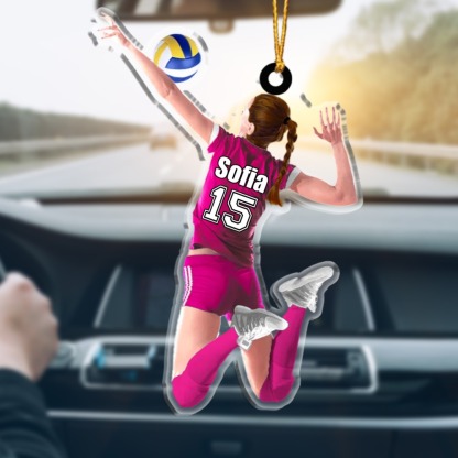 Llavero de acrílico chico/chica con voleibol nombre, número y personaje personalizados