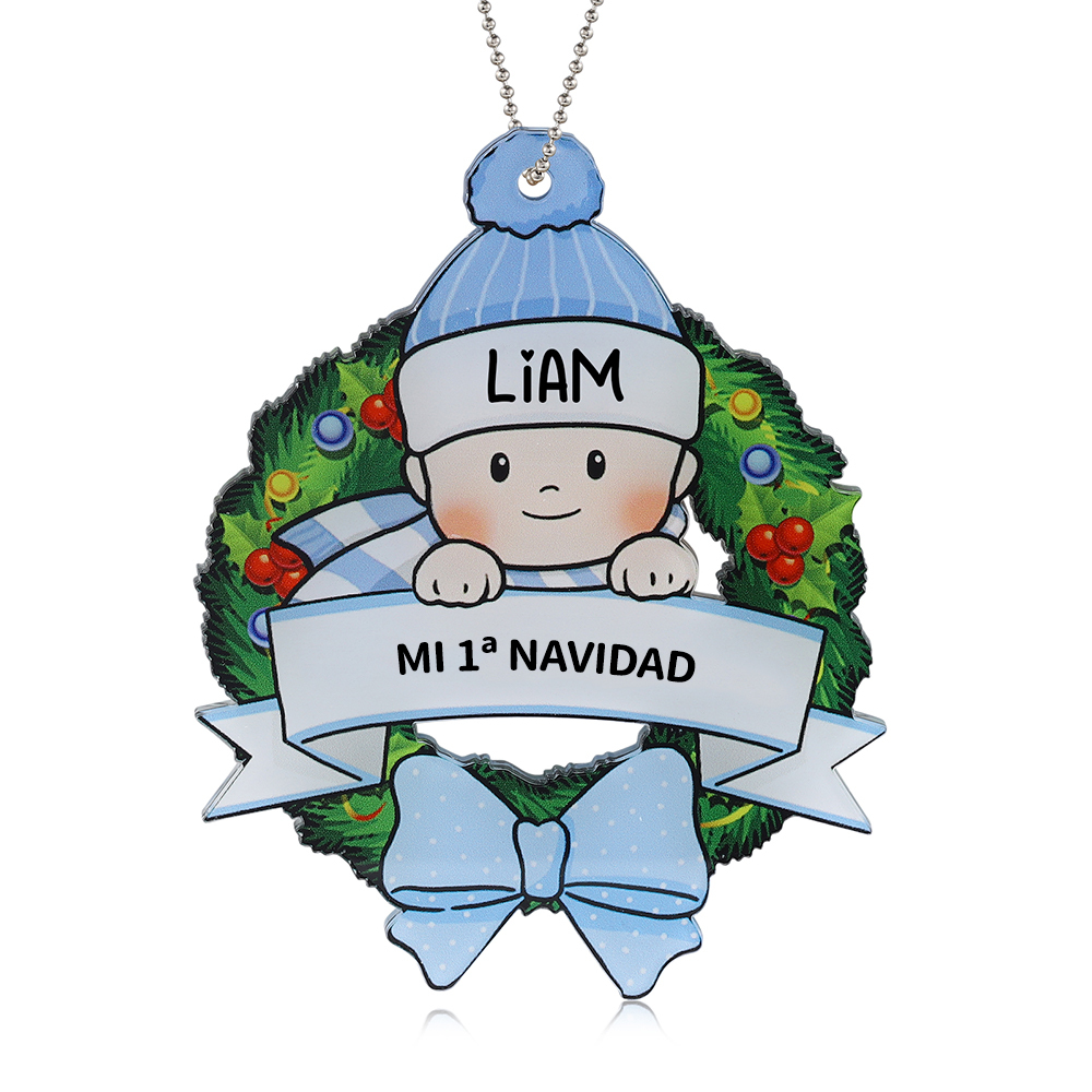 Navidad-Ornamento de acrílico para niño 1 nombre y texto personalizados | Jessemade