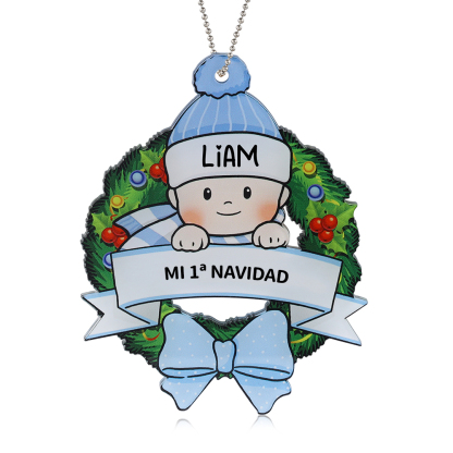 Navidad-Ornamento de acrílico para niño 1 nombre y texto personalizados | Jessemade