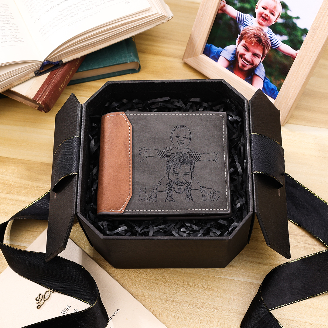 A mi papá-Cartera, billetera personalizada con 1 foto, 1 nombre y 1 letra monedero para hombre