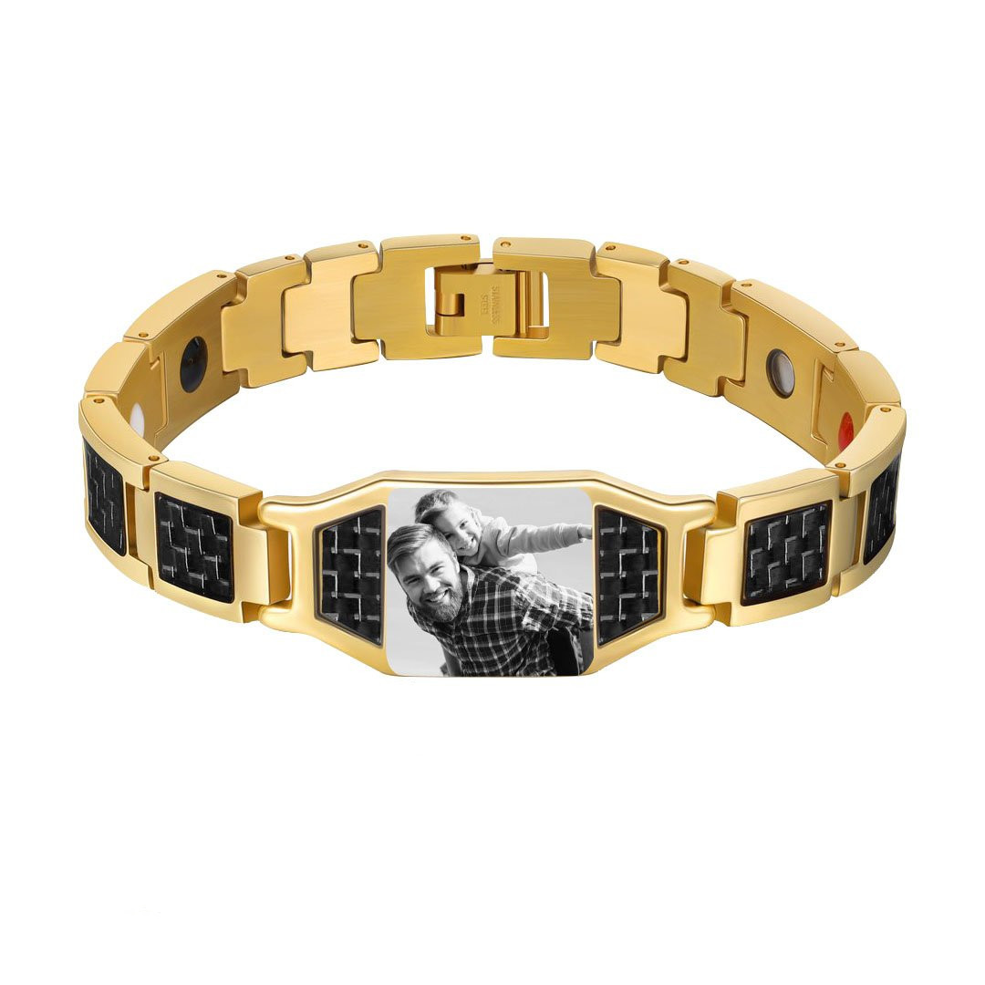 Pulsera magnética para hombre con 1 foto personalizada