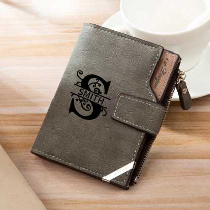 Cartera, billetera con botón con 1 foto, 1 nombre y 1 letra monedero personalizado para hombre | Jessemade