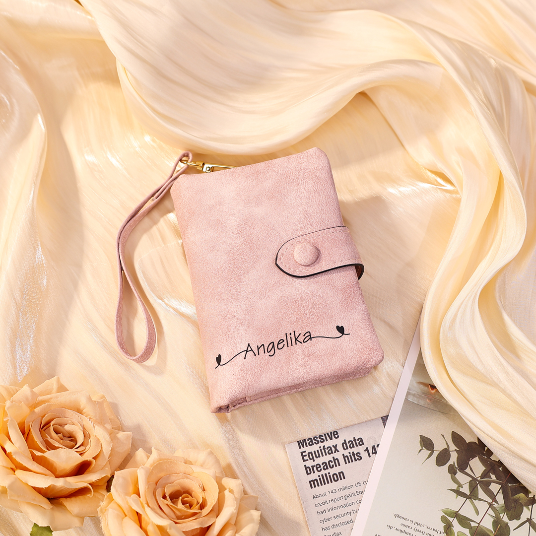 Cartera, billetera con 1 nombre, 1 fecha y 1 flor de nacimiento personalizados monedero clásico para mujer