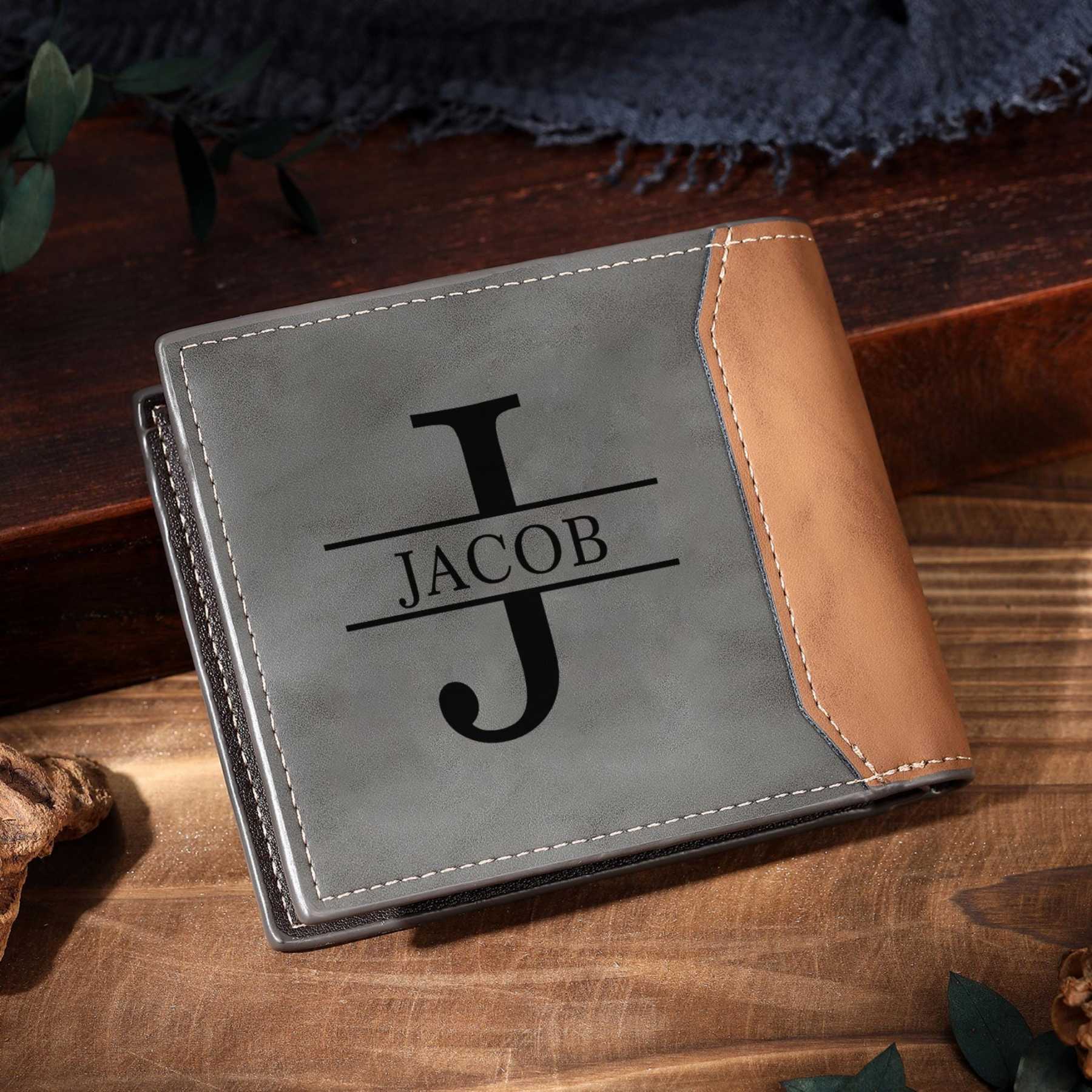 Cartera, billetera personalizada con 1 foto, 1 nombre y 1 letra monedero para hombre | Jessemade