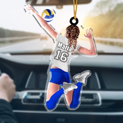 Llavero de acrílico chico/chica con voleibol nombre, número y personaje personalizados