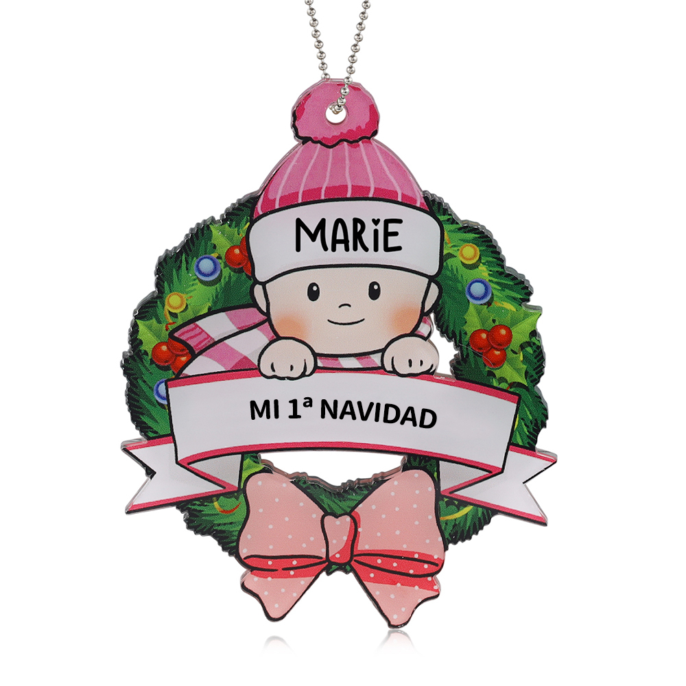 Navidad-Ornamento de acrílico para niño 1 nombre y texto personalizados | Jessemade
