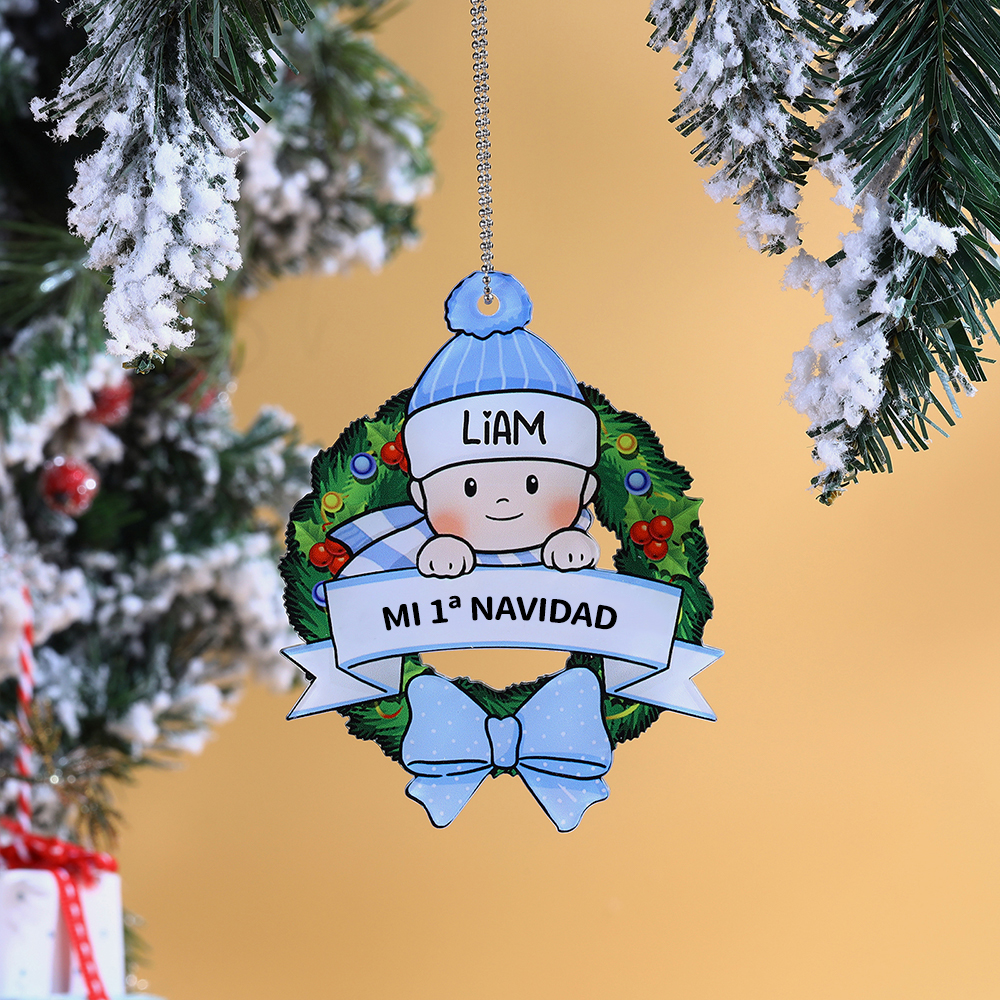 Navidad-Ornamento de acrílico para niño 1 nombre y texto personalizados | Jessemade