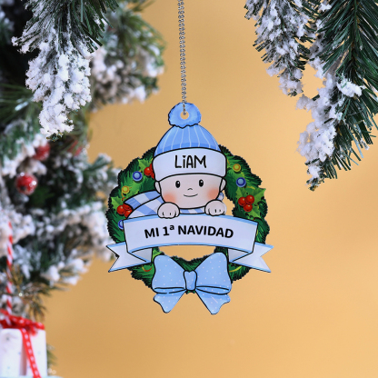 Navidad-Ornamento de acrílico para niño 1 nombre y texto personalizados | Jessemade