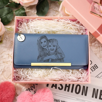 Cartera, billetera con 1 letra y foto personalizados monedero clásico para mujer | Jessemade