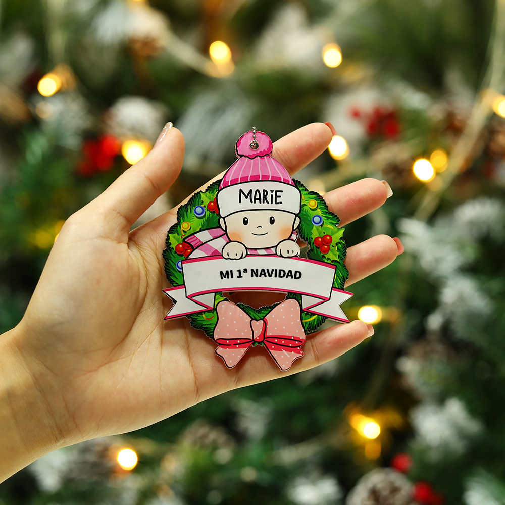 Navidad-Ornamento de acrílico para niño 1 nombre y texto personalizados | Jessemade