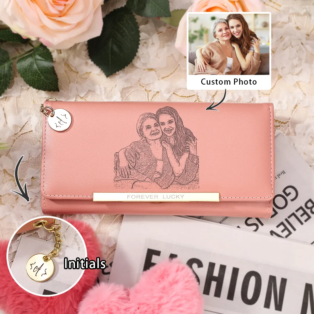 Cartera, billetera con 1 letra y foto personalizados monedero clásico para mujer | Jessemade