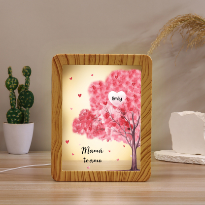 Marco/Espejo con LED Multifuncional Árbol de la Vida 1-10 Nombres Personalizados con 1 Texto-Jessemade ES