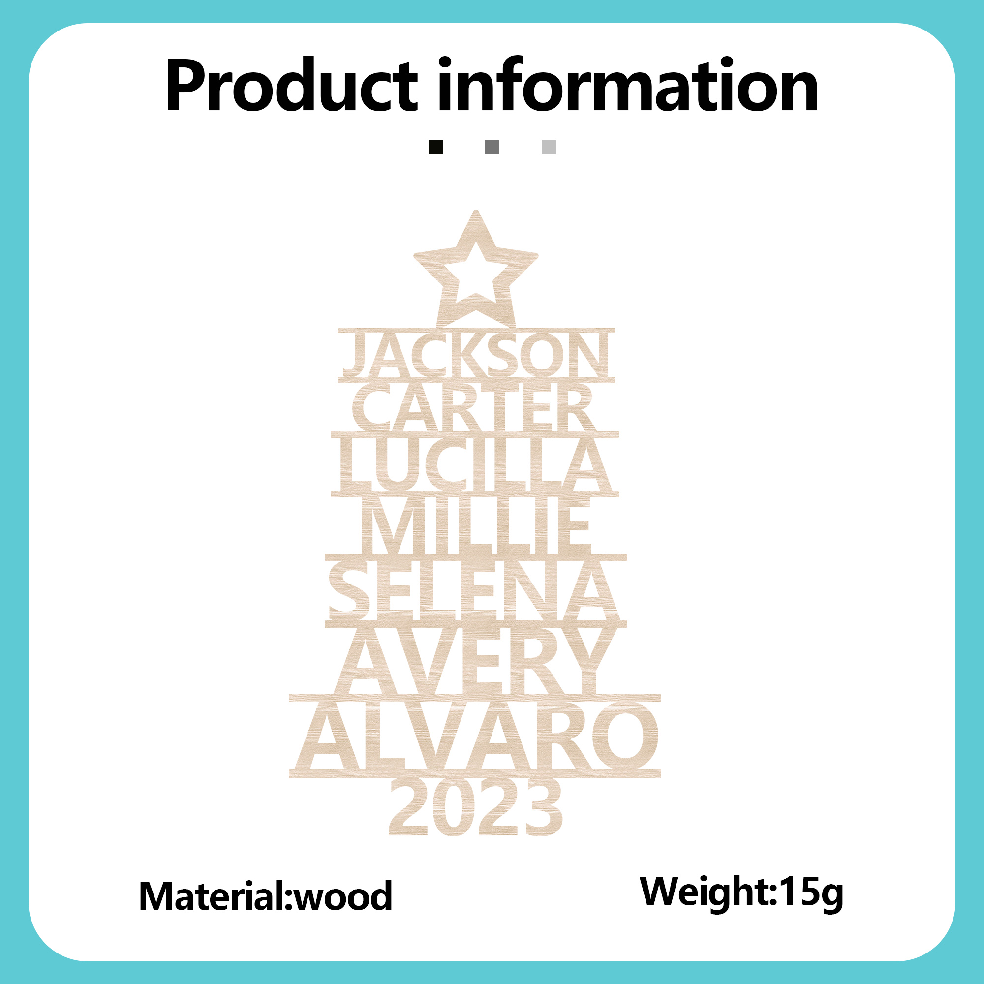 Navidad-Ornamento navideño de madera árbol de nombres con 7 nombres y año personalizados