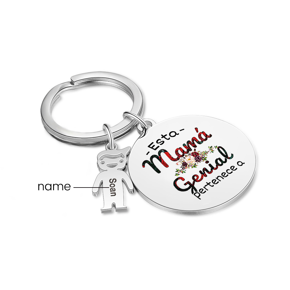 A mi mamá - Llavero 1-5 Nombres Personalizado con Charms de Niños-Jessemade ES