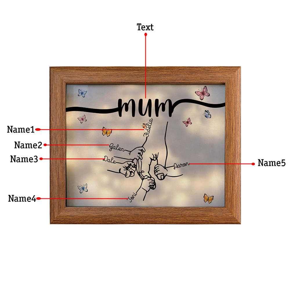 A mi mamá-Marco de 2-7 nombres y 1 texto personalizados de madera-Jessemade ES