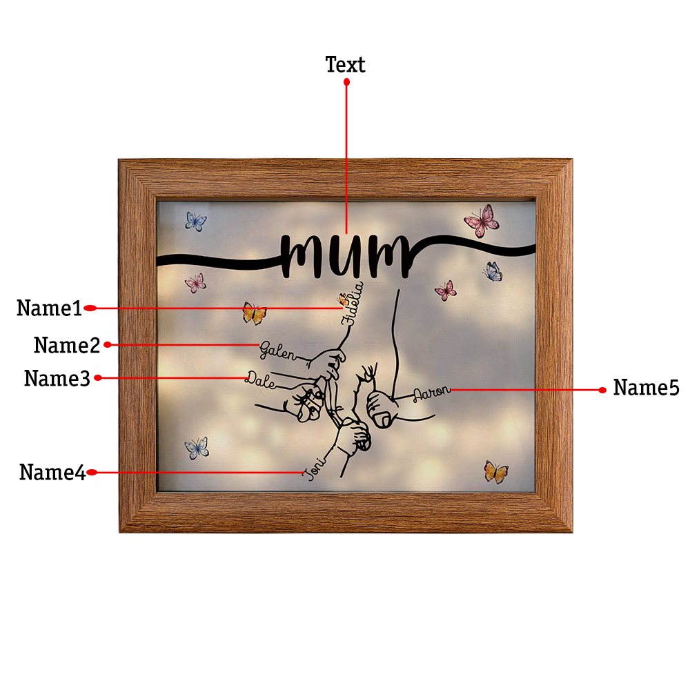 A mi mamá-Marco de 2-7 nombres y 1 texto personalizados de madera-Jessemade ES