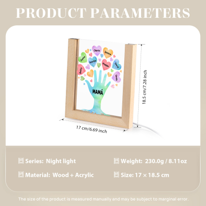 A mi mamá/abuela-Lámpara Personalizada con 2-8 Nombres y Texto "árbol y corazones" 3D Ilusión Luz de Noche-Jessemade ES