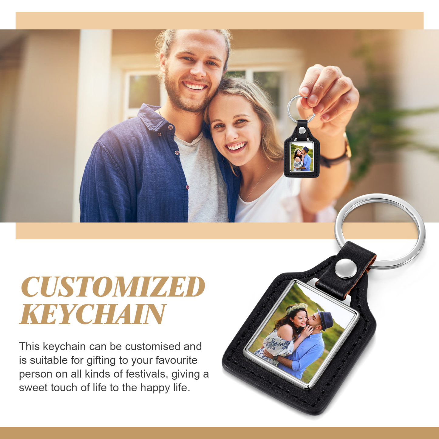 A mi mamá - Llavero de cuero personalizado con 1 foto-Jessemade ES