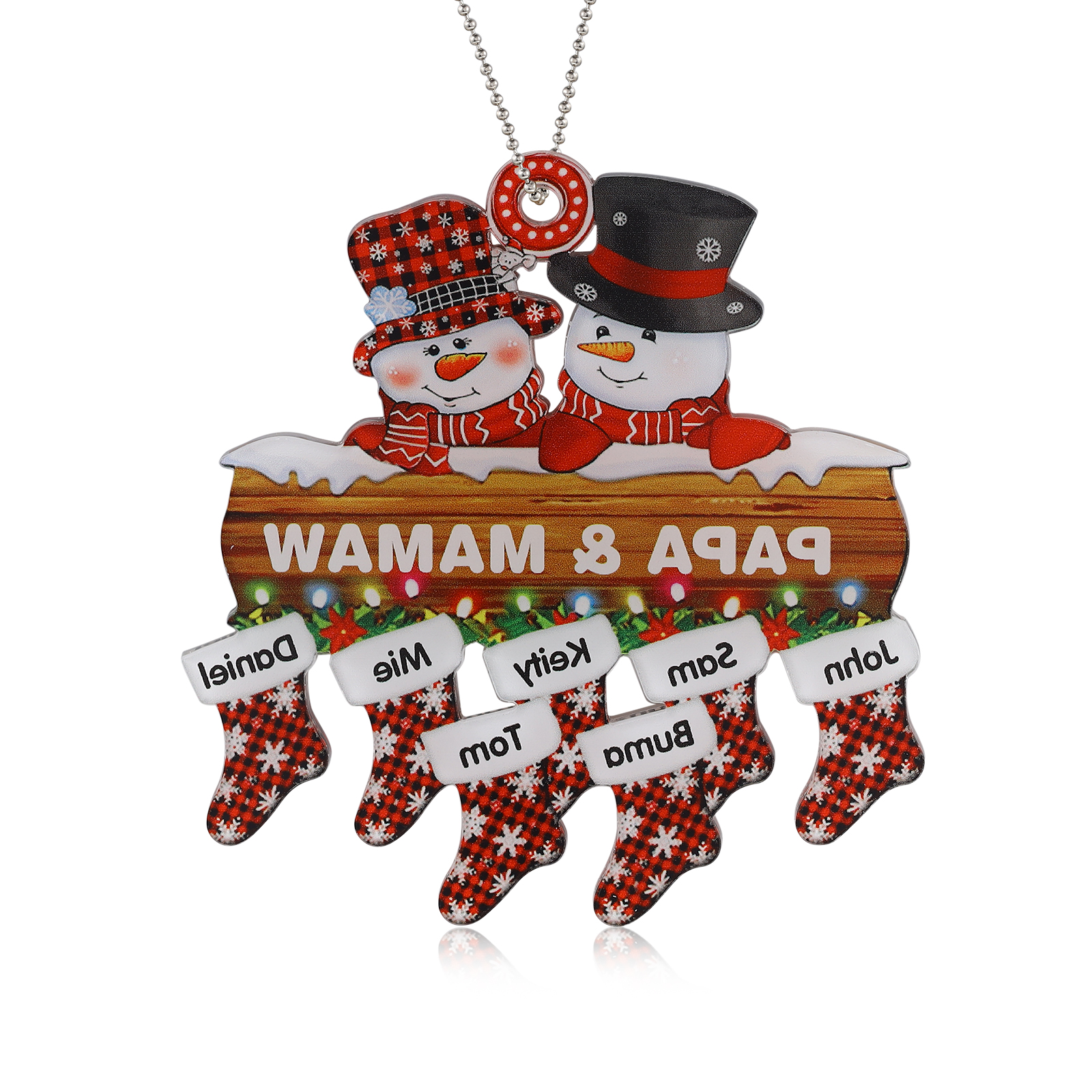 Navidad-Ornamentos Navideños de Acrílico Muñecos de Nieve 7 Nombres con Texto Personalizados