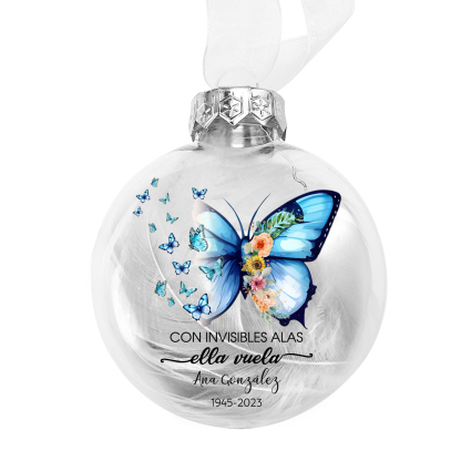 Bola navideña conmemorativa Adorno de Navidad 2 textos personalizados con pluma -Jessemade ES