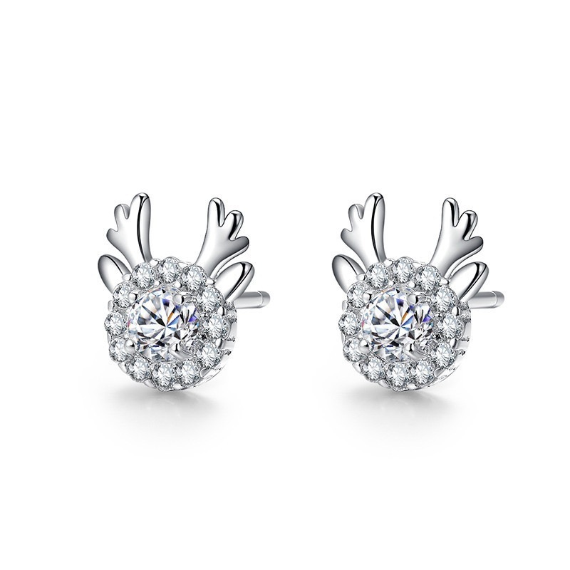 Pendientes de asta de reno con zircon aretes tres colores-Jessemade ES